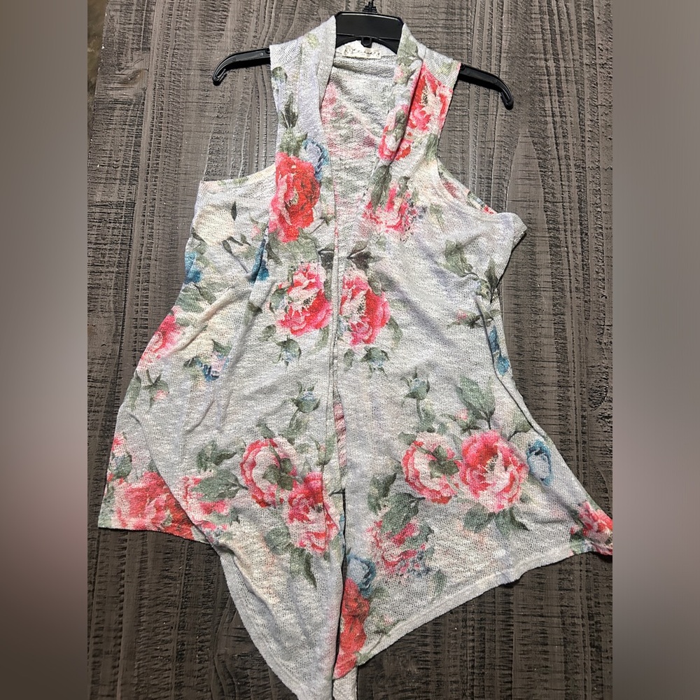 Etched U.S.A. Floral Print Kimono Tank Top Vest